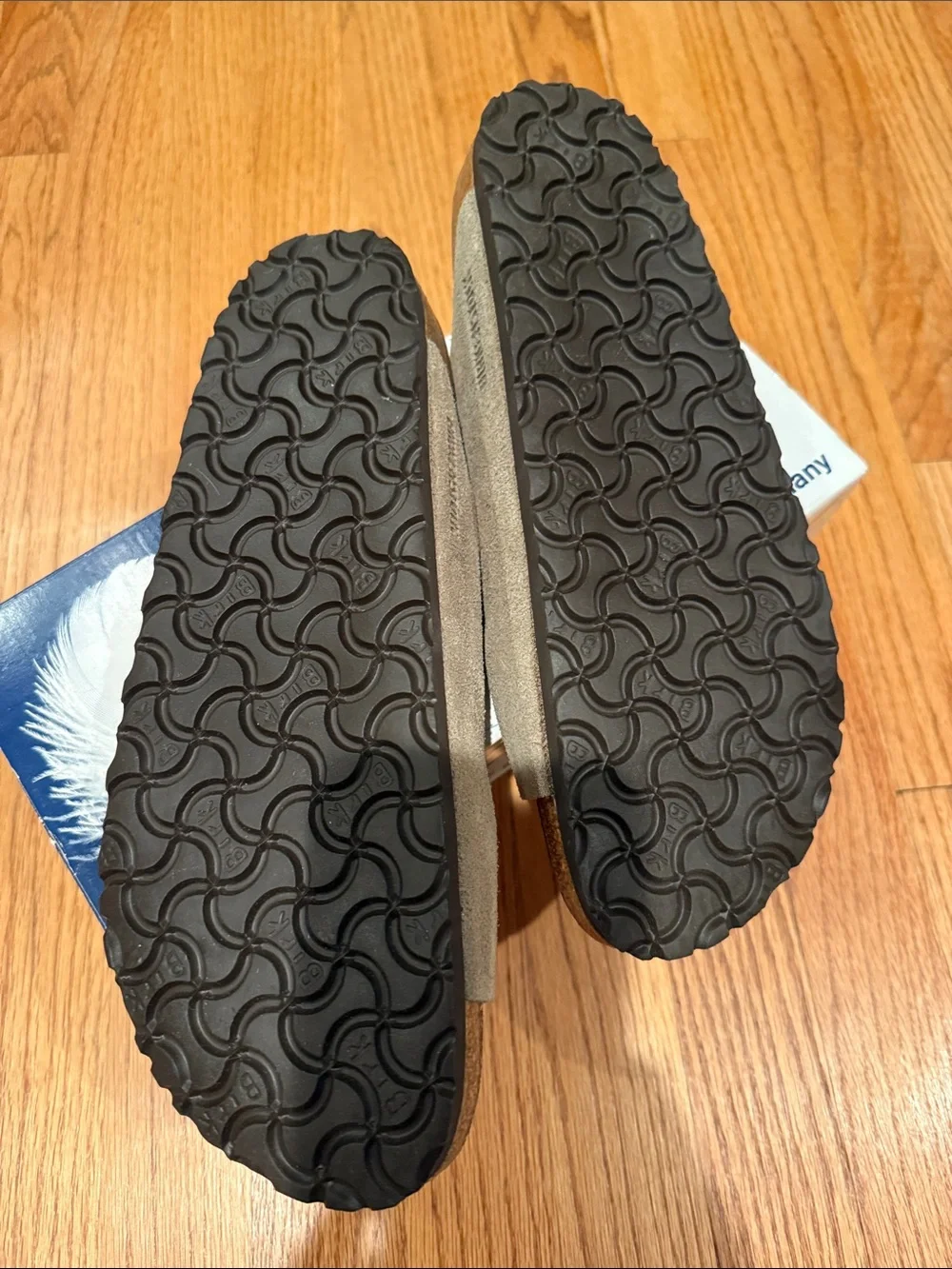 Birkenstock Taupe Suede Double-Buckle Slide Sandals